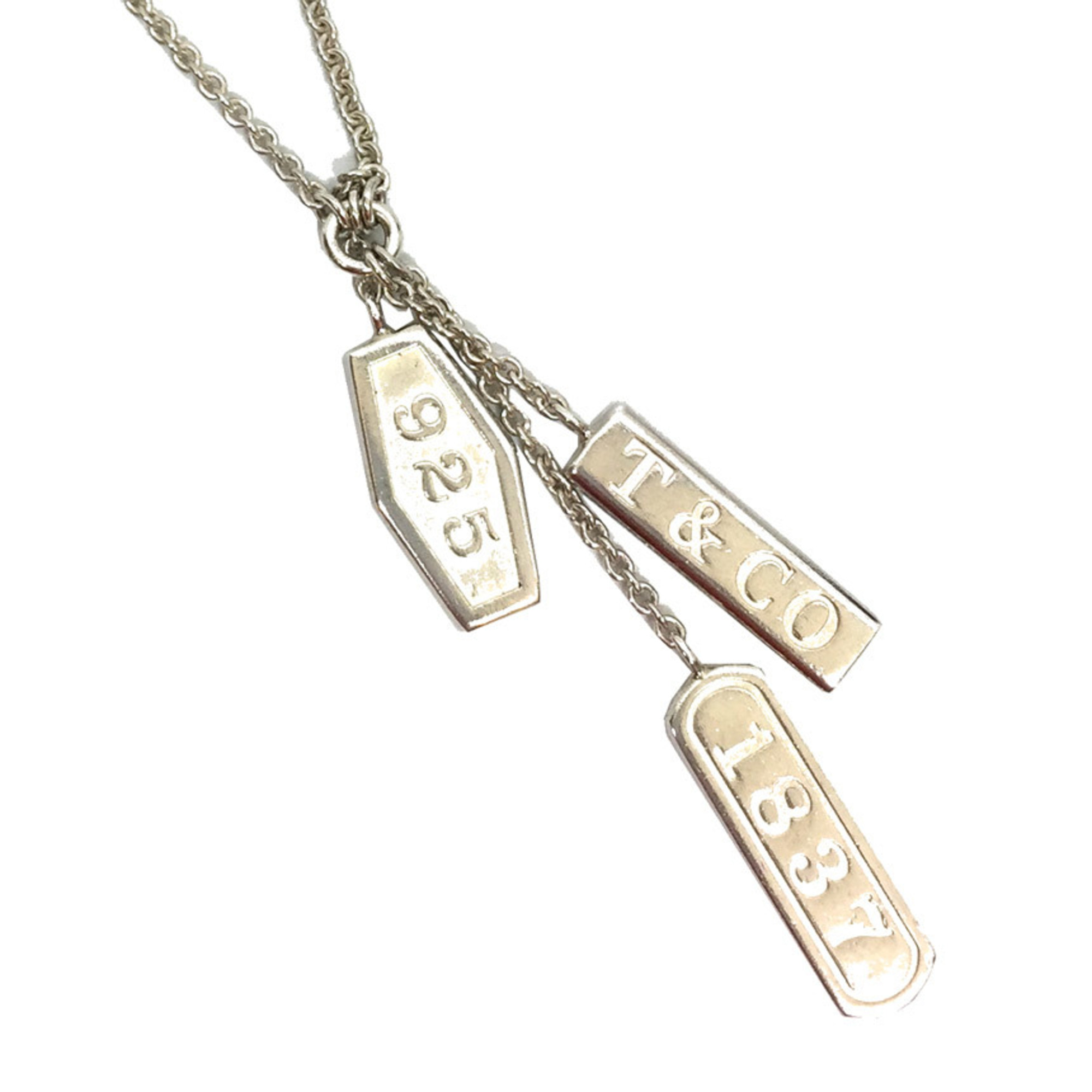 Tiffany & Co 1837 Element Necklace Triple Tag Plate Ladies